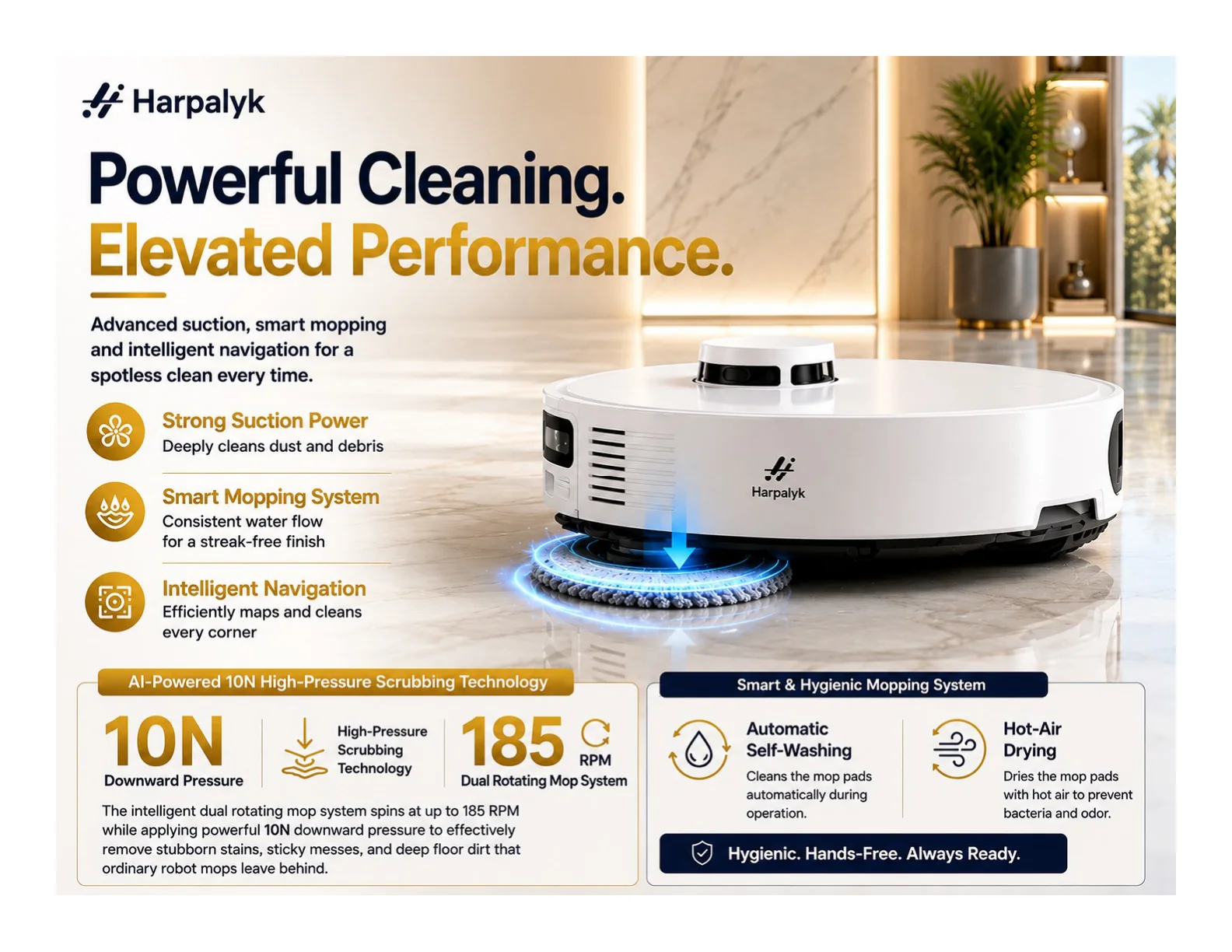Harpalyk SMARTBOT HygienX 300 robot vacuum and mop - feature view 4