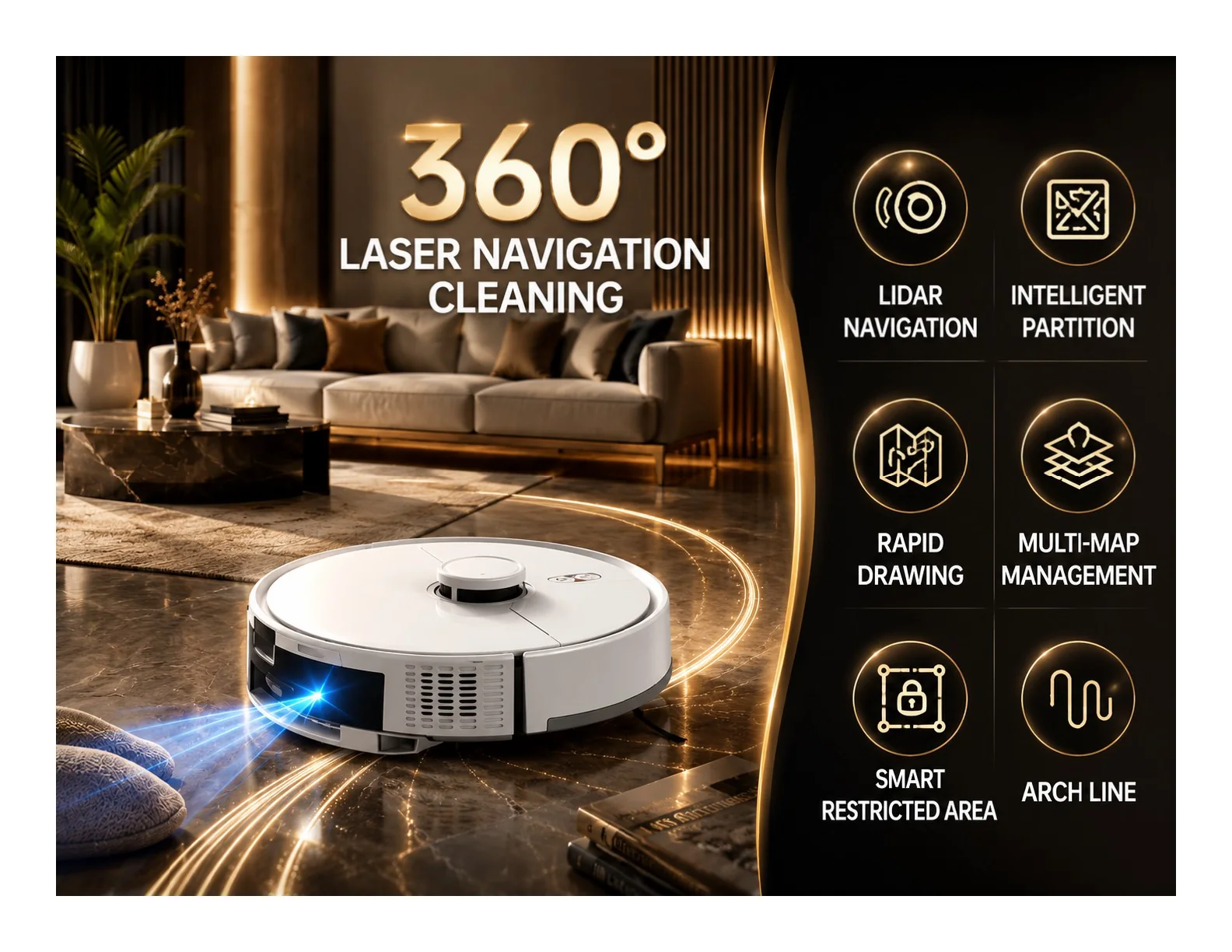 Harpalyk SMARTBOT LumineX 300 robot vacuum - feature view 2