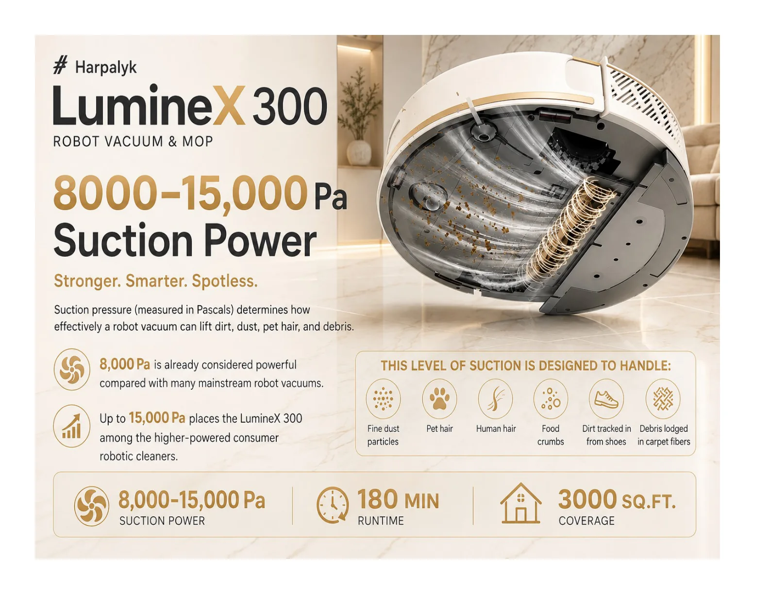 Harpalyk SMARTBOT LumineX 300 robot vacuum - feature view 3
