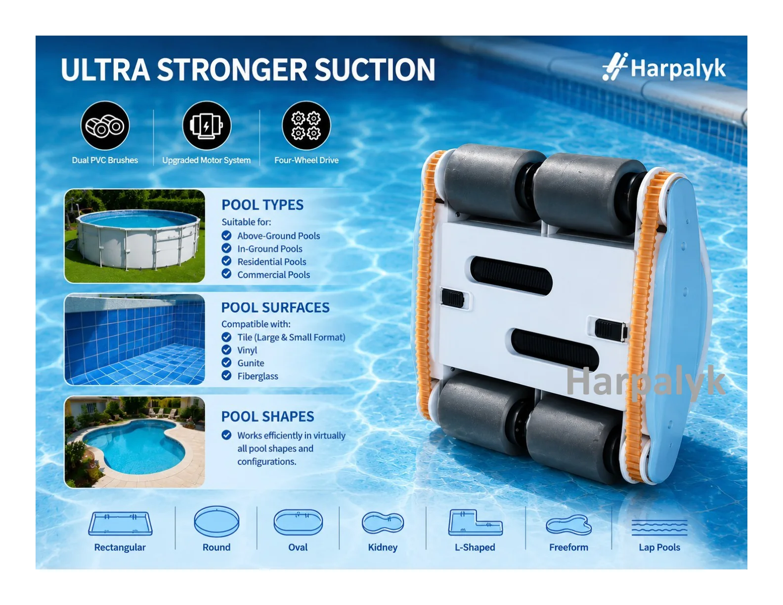 Harpalyk POOLBOT Robo Dressel robotic pool cleaner - feature view 4