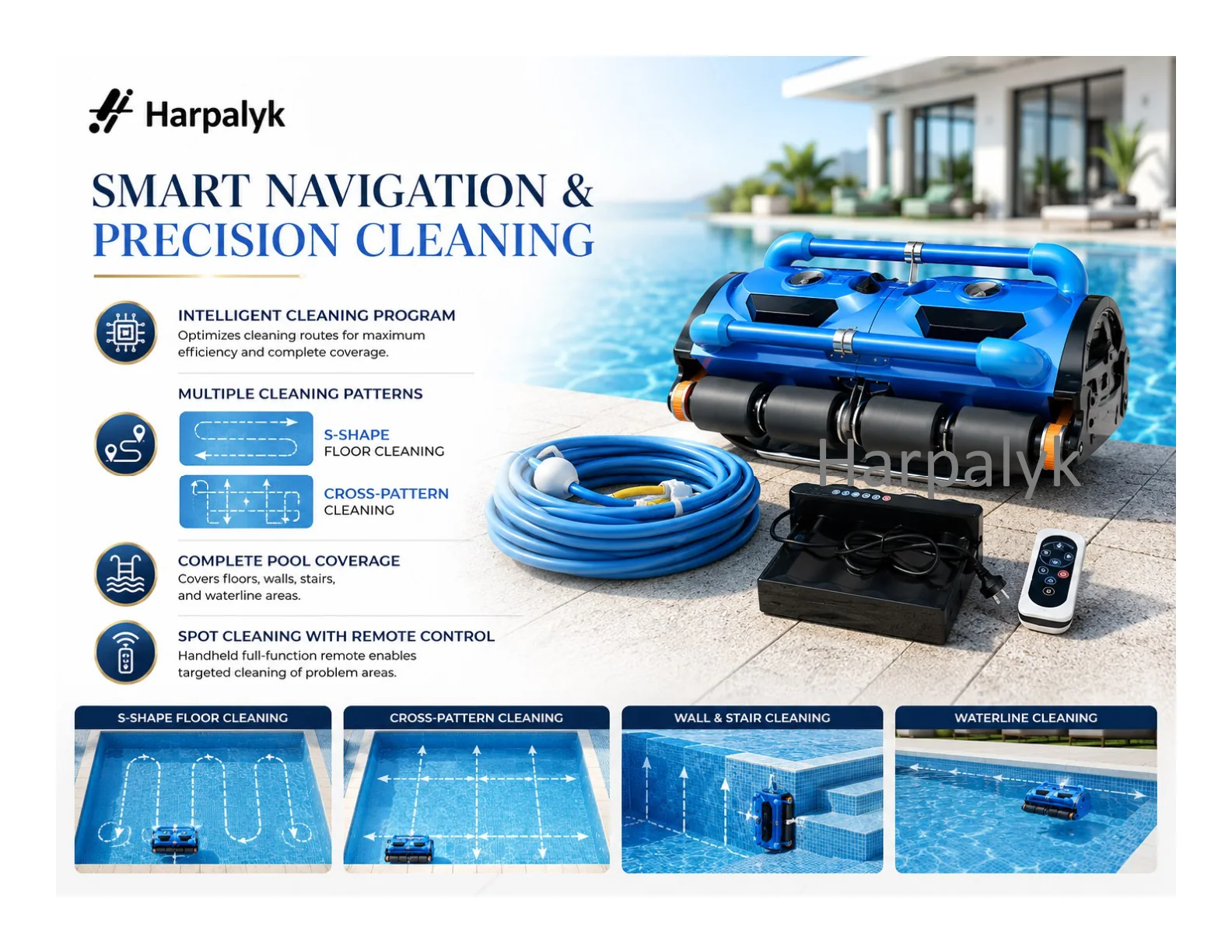 Harpalyk POOLBOT Robo Titan commercial pool cleaning robot - feature view 3