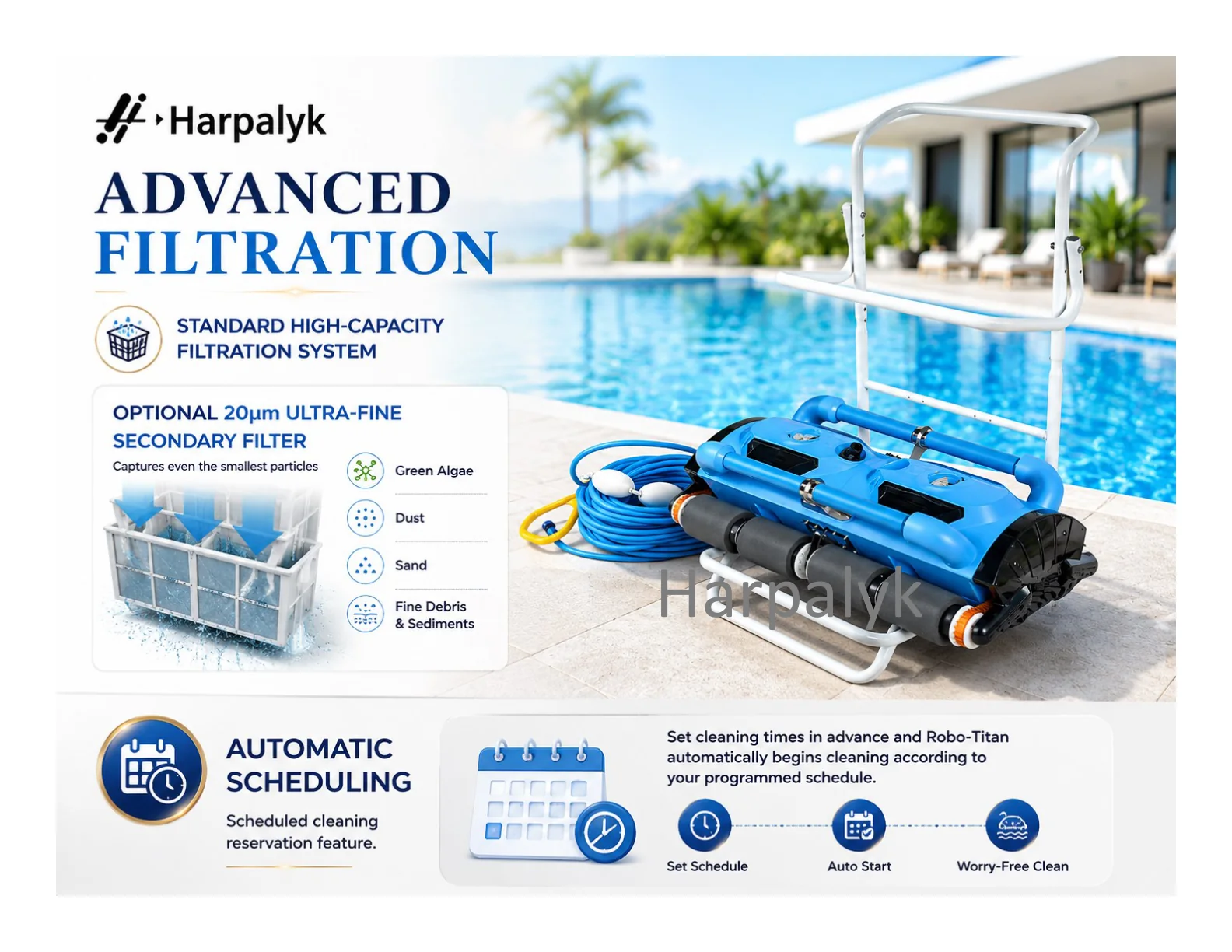 Harpalyk POOLBOT Robo Titan commercial pool cleaning robot - feature view 4